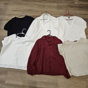 SHEIN Women's Blouses - Black, White, Red Collection Lot of 5